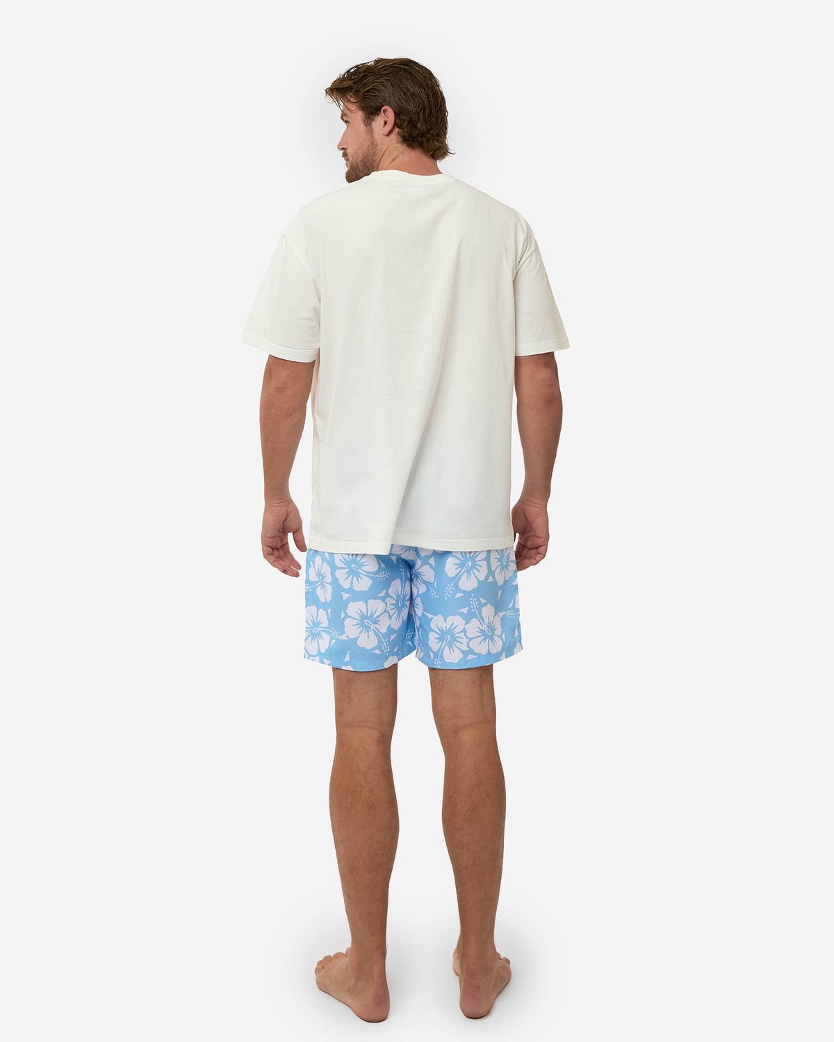 Mens Classic Swim Short - Hibiscus Ice White