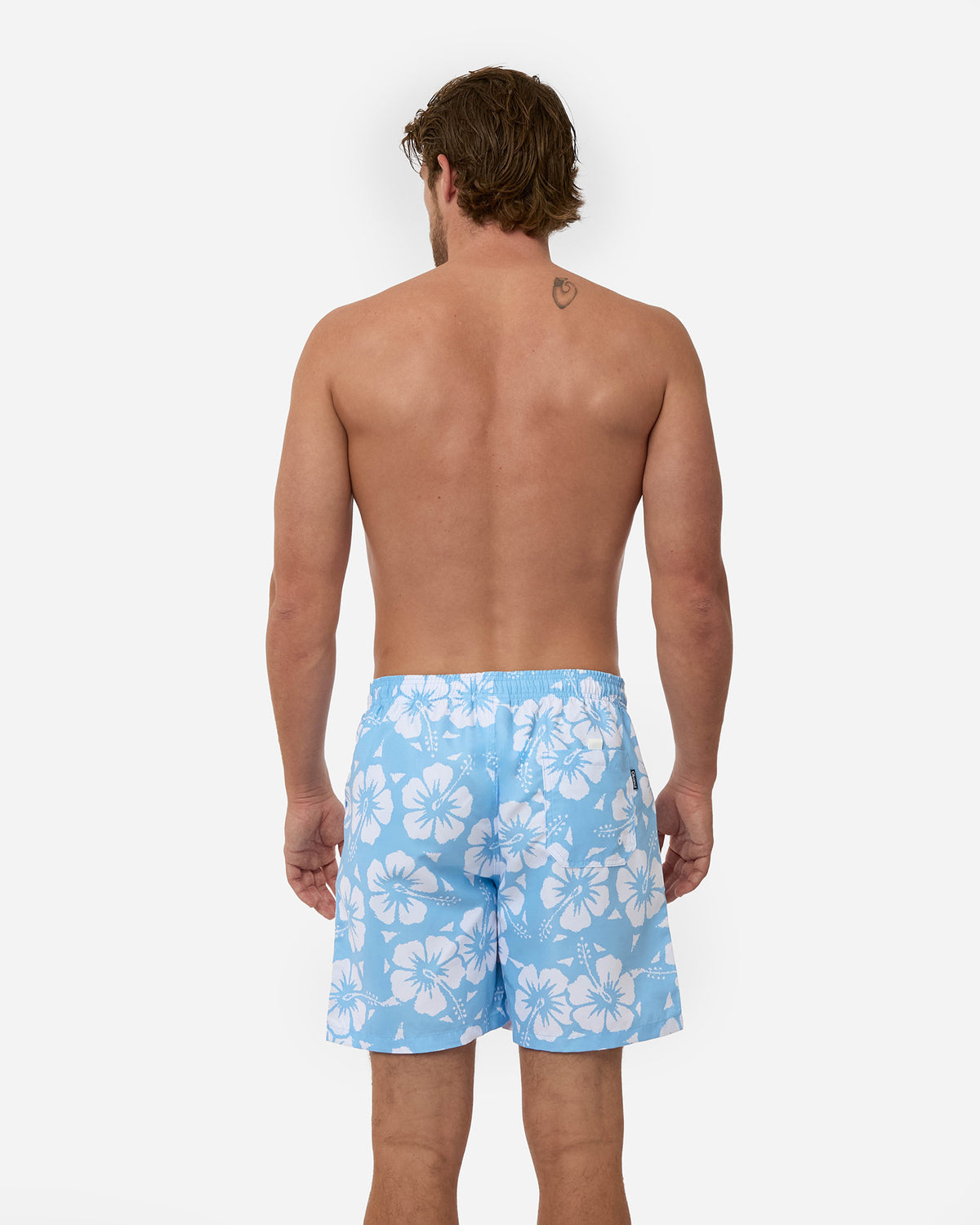Mens Classic Swim Short - Hibiscus Ice White