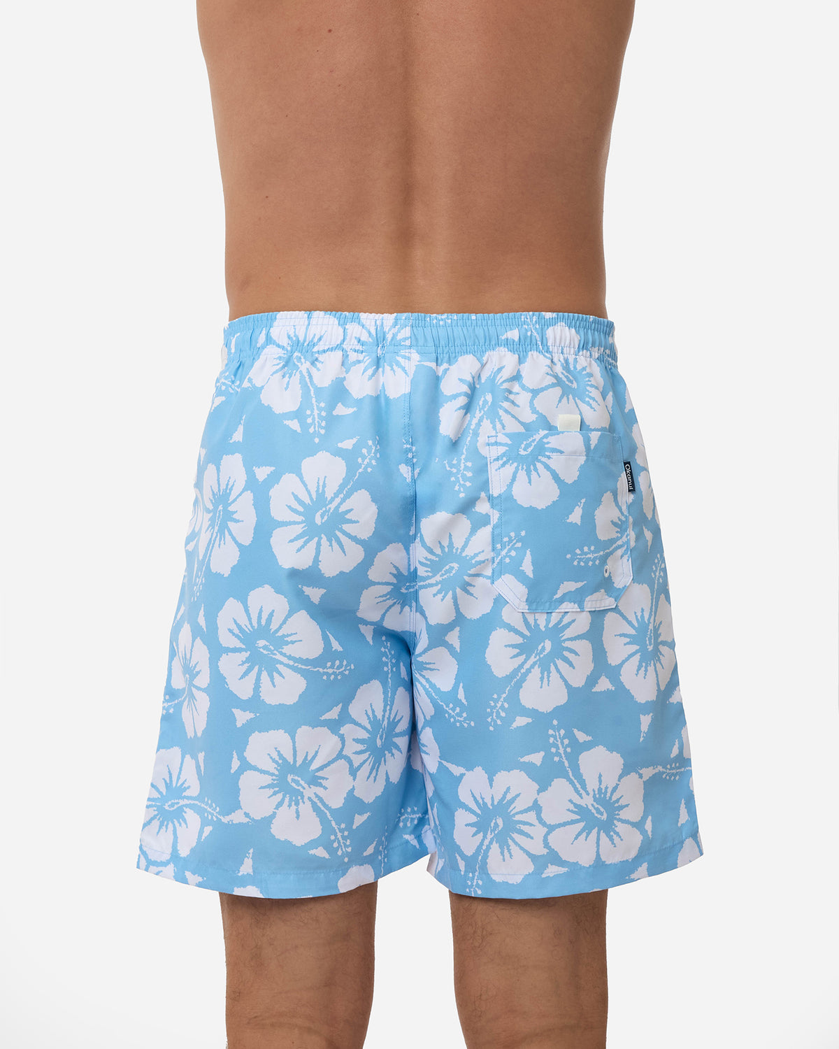 Mens Classic Swim Short - Hibiscus Ice White