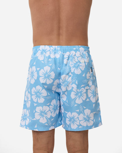 Mens Classic Swim Short - Hibiscus Ice White