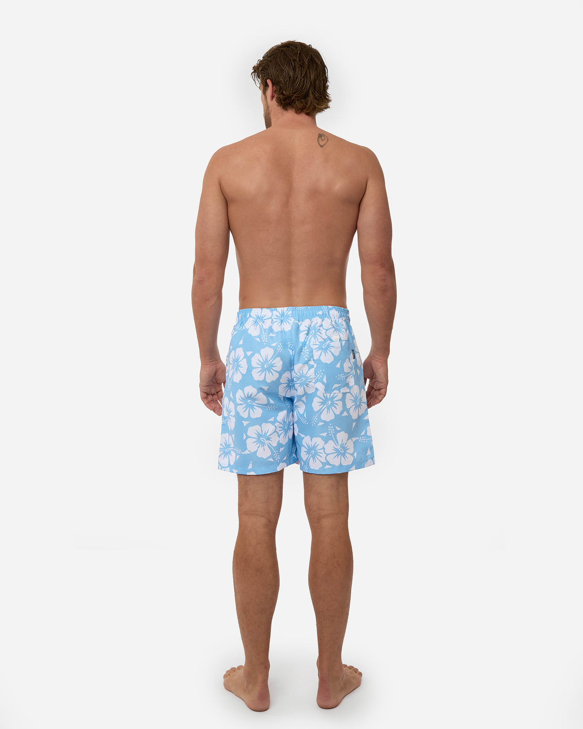 Mens Classic Swim Short - Hibiscus Ice White