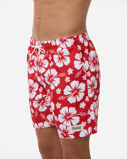 Mens Paradise Swim Short - Red White