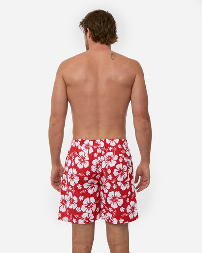 Mens Paradise Swim Short - Red White