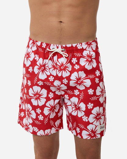 Mens Paradise Swim Short - Red White