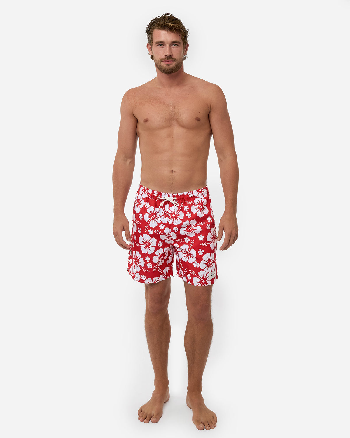 Mens Paradise Swim Short - Red White