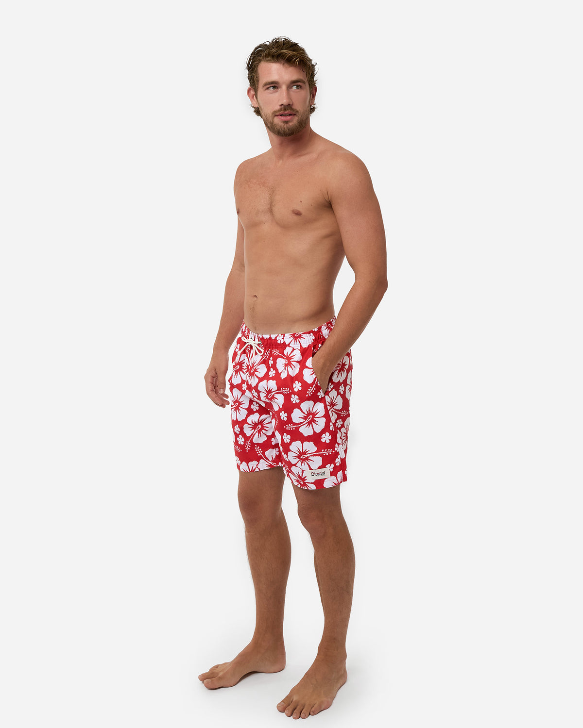 Mens Paradise Swim Short - Red White