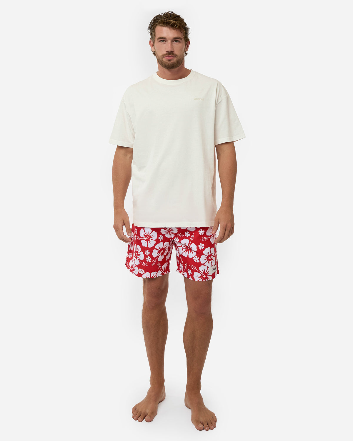 Mens Paradise Swim Short - Red White