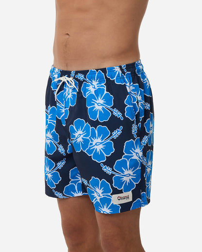Way Back When Swim Short  - Stretch - Navy Sea White