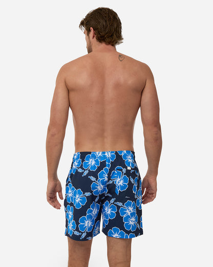 Way Back When Swim Short  - Stretch - Navy Sea White