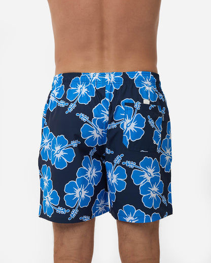 Way Back When Swim Short  - Stretch - Navy Sea White