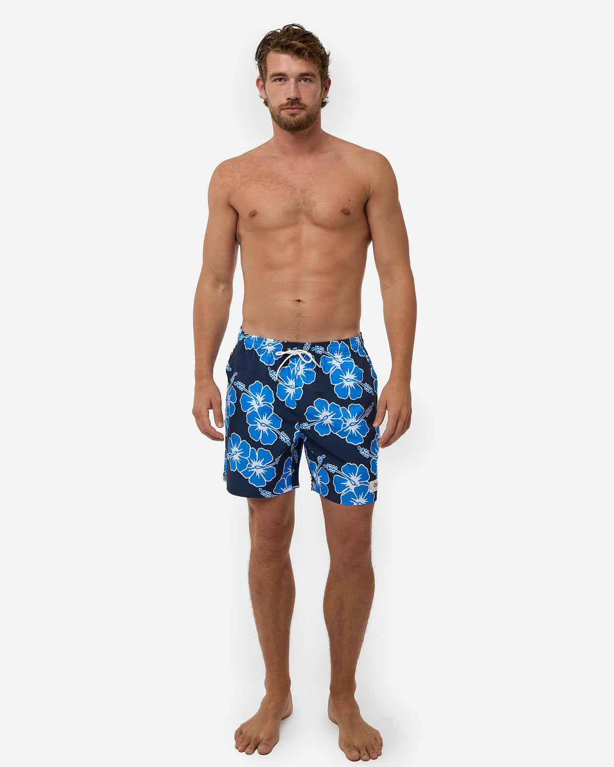 Way Back When Swim Short  - Stretch - Navy Sea White