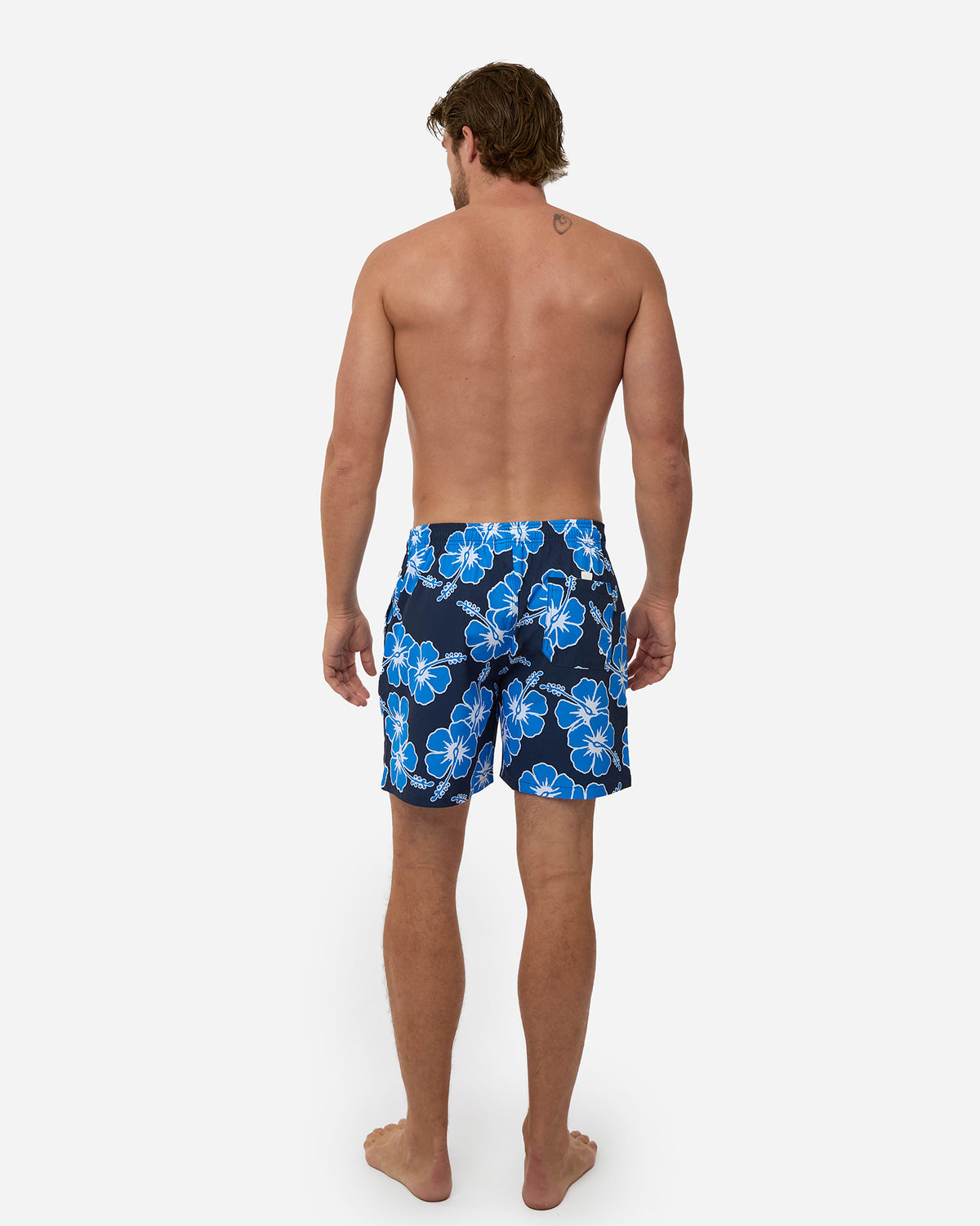 Way Back When Swim Short  - Stretch - Navy Sea White