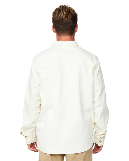 Mens winter jacket in plain white showing the back details. 