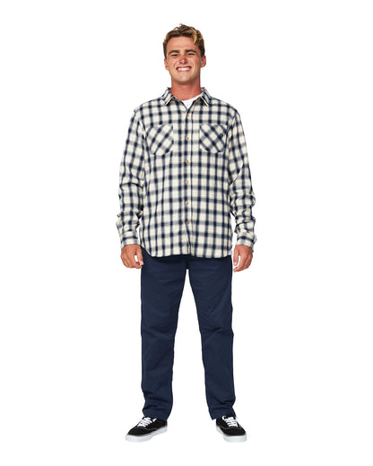 The front view of the Okanui Long Sleeve Flannel Hiker Shirt.