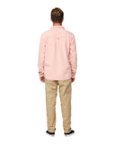 The back view of the Okanui Deck Long Sleeve Shirt in dusty pink color.