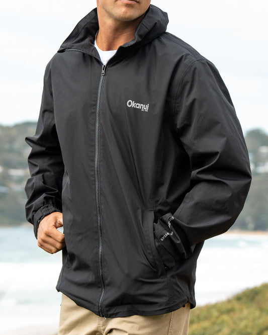 Mens surf jacket in black color. 