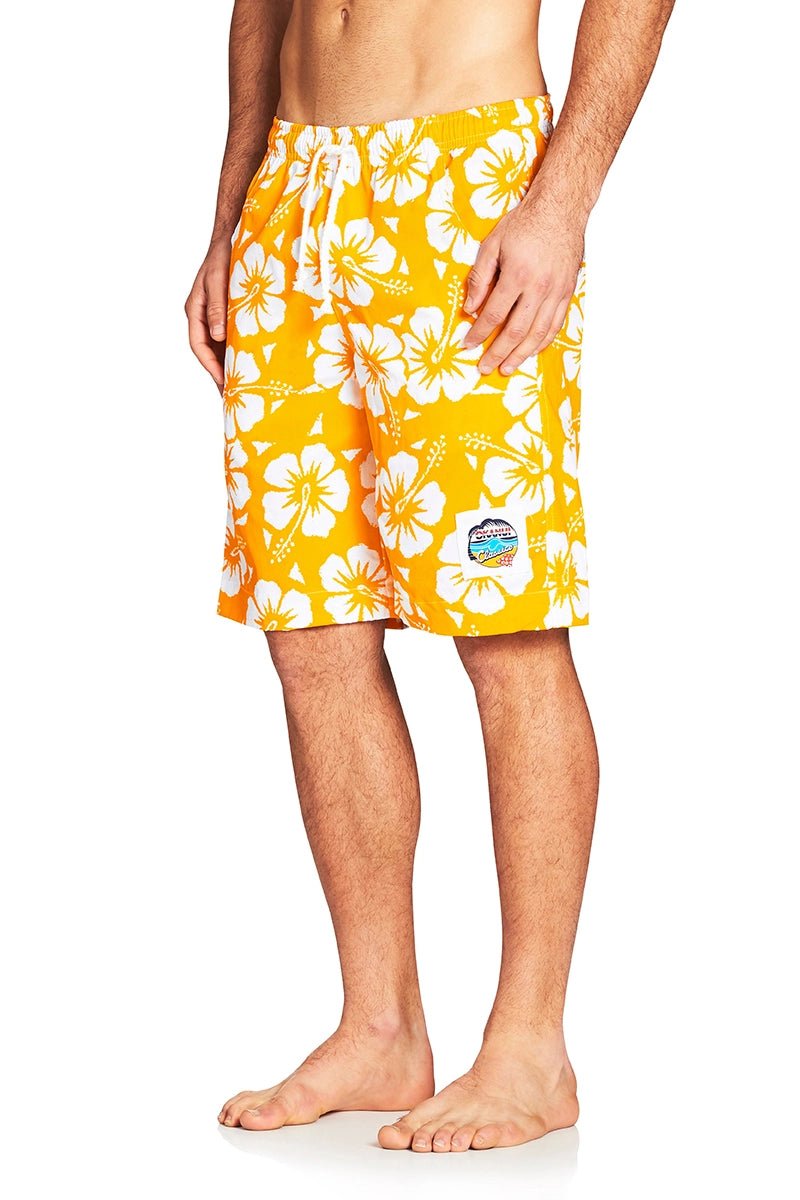 Mens Classic Short in color yellow with a logo on it's left side part.