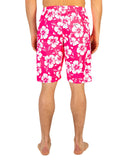 The Okanui Classics Shorts in Hibiscus Glow Pink showing the back view details.