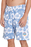 Okanui Classic shorts in steel color showing the side view with a logo on its lower-left part. 