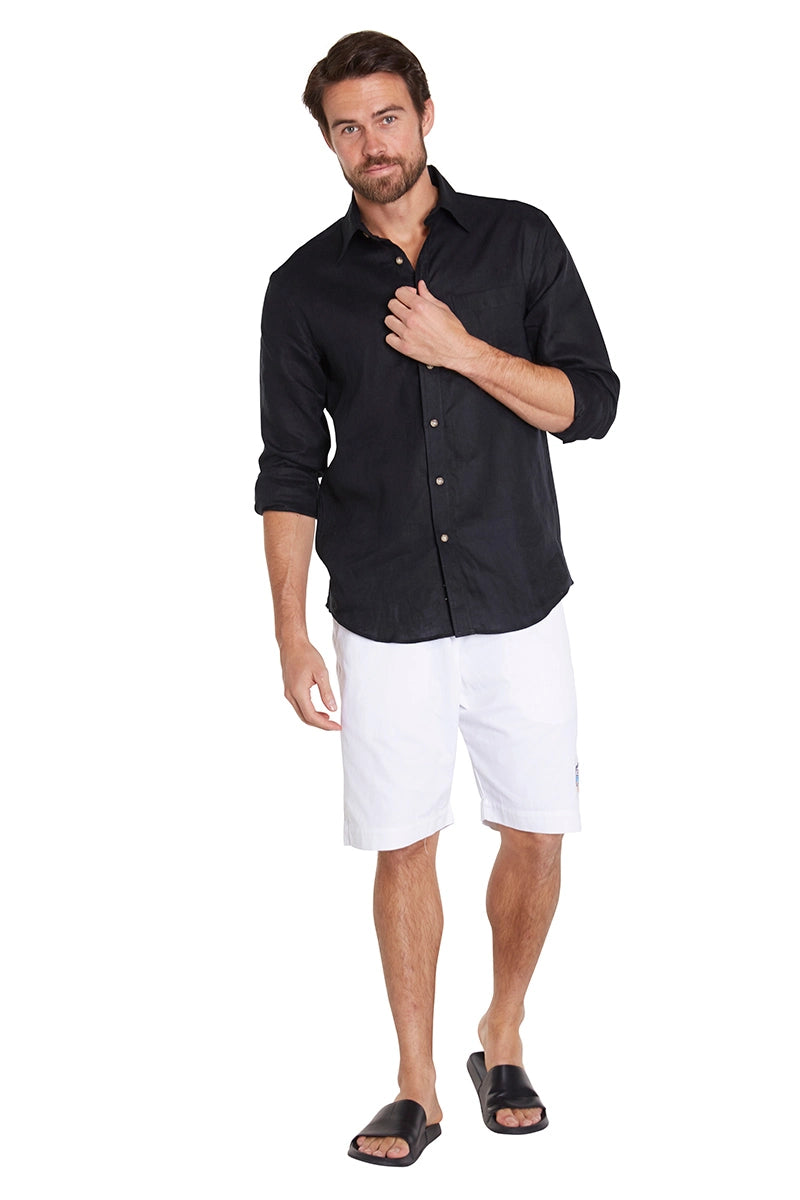 Okanui Men's Classics Shorts Plain White partner with long sleeves polo. 