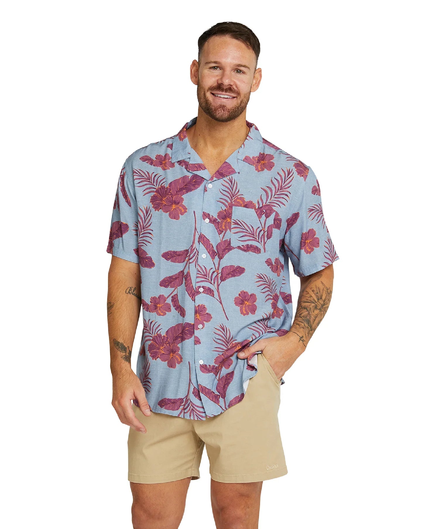 Mens - Aloha Shirt - Tropical Highlights - Steel