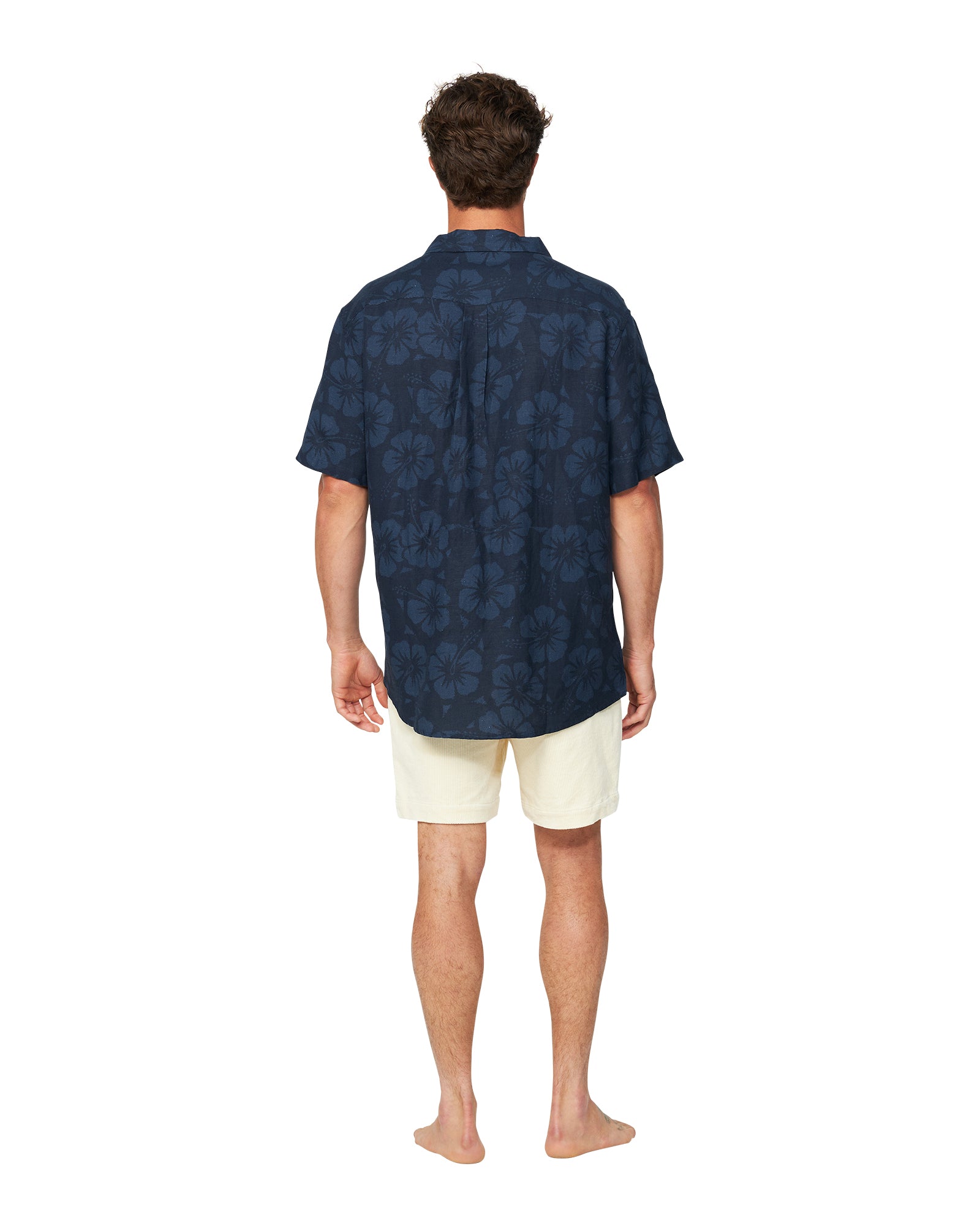 Mens - Aloha Shirt - Hibiscus Tonal Navy
