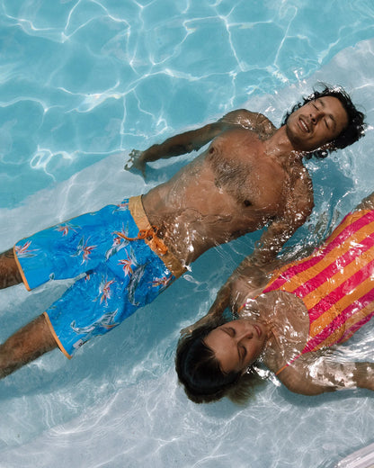 Mens - Retro Boardrider Boardshort - Paradise - Blue Gold