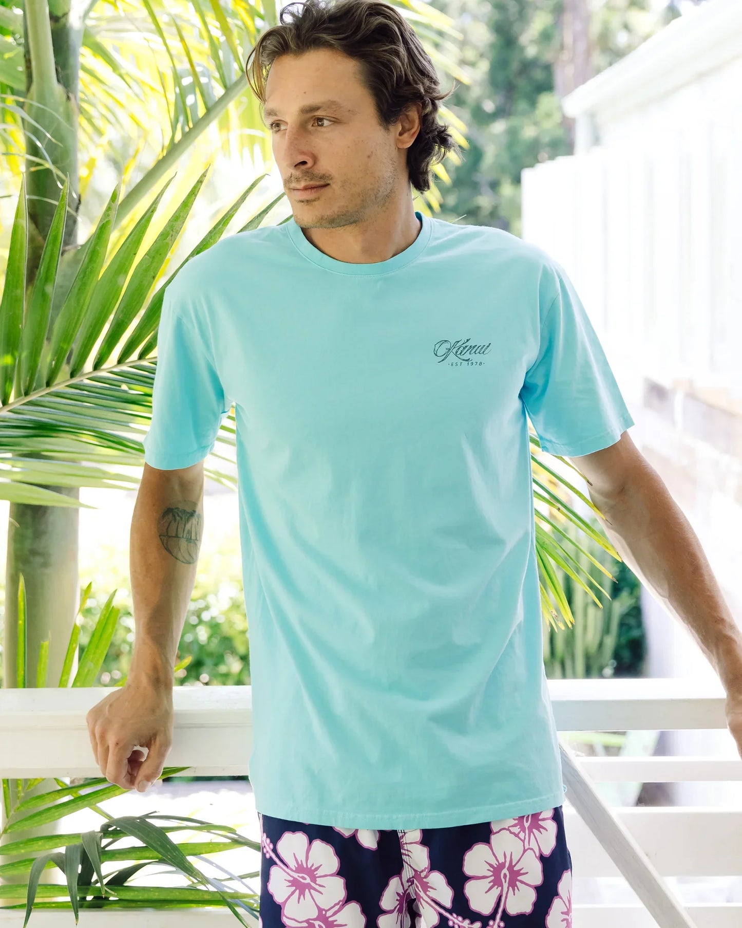 Mens - T-Shirt - Ripple - Washed Aqua