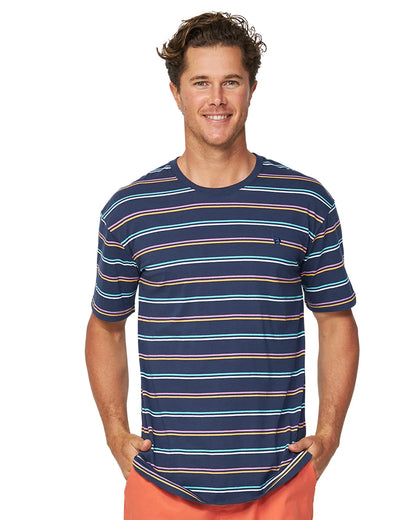 Mens - T-Shirt - Stripe Staple - Navy Multi