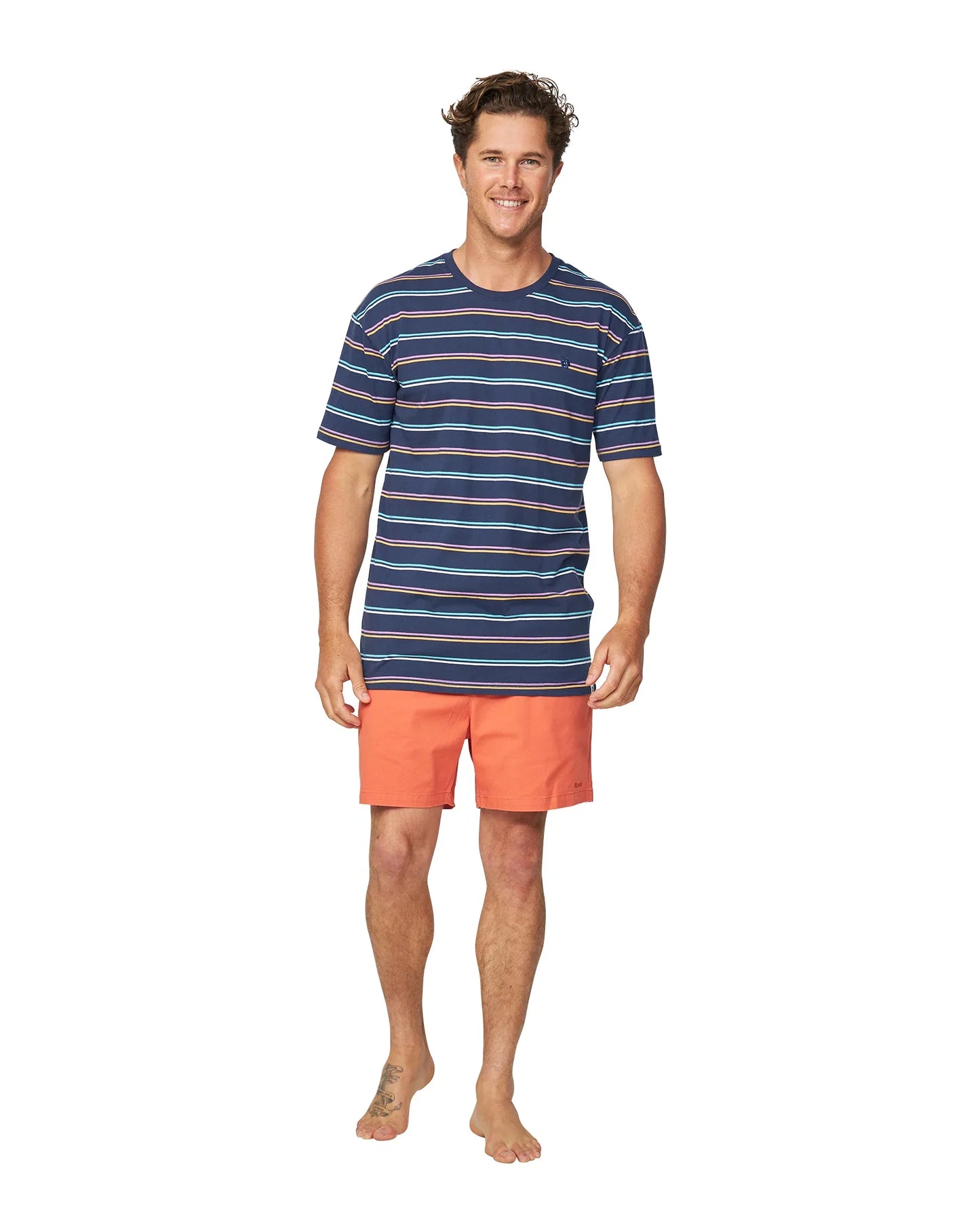 Mens - T-Shirt - Stripe Staple - Navy Multi