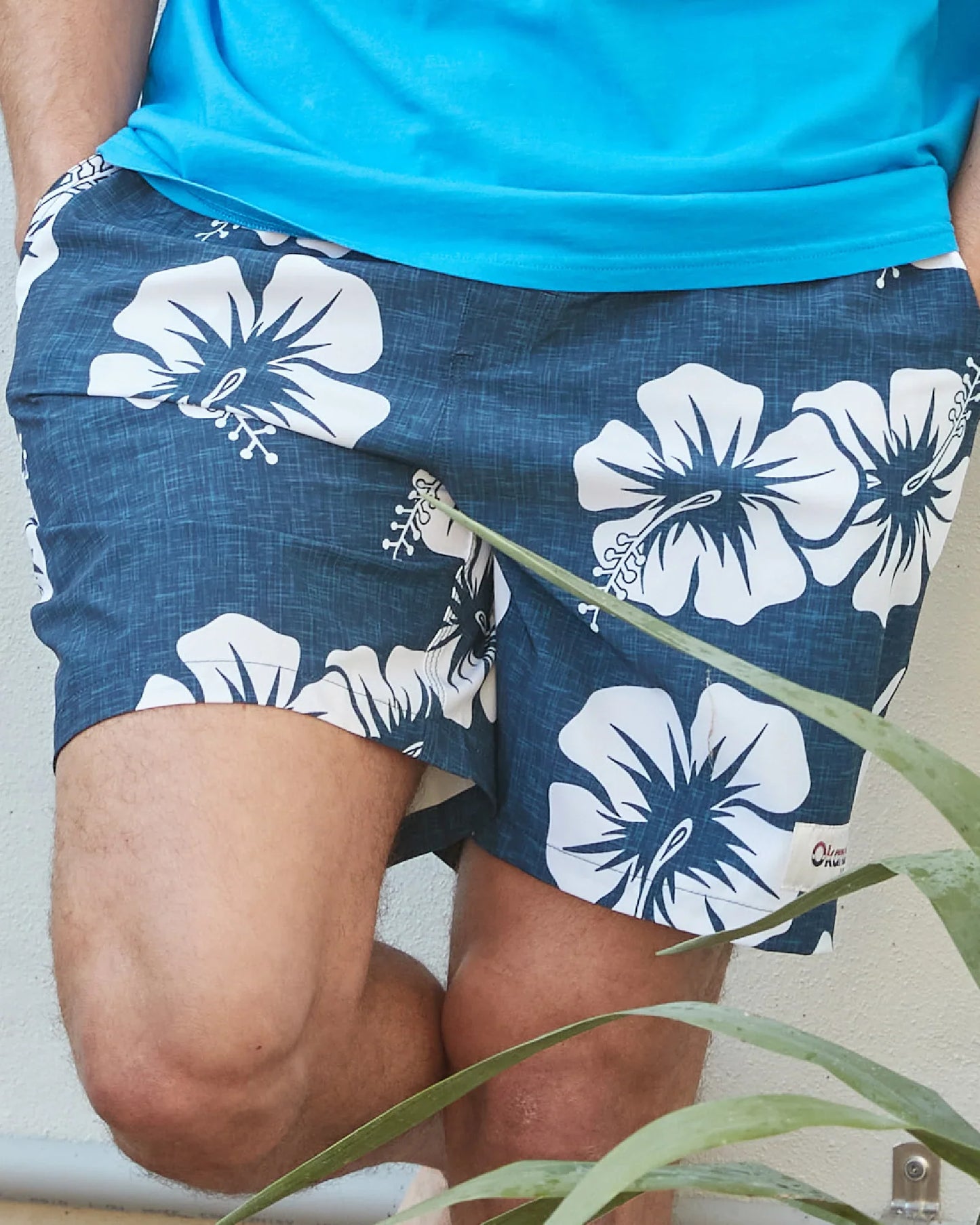 Mens - Stretch Swim Short - OG Hibiscus - Navy White