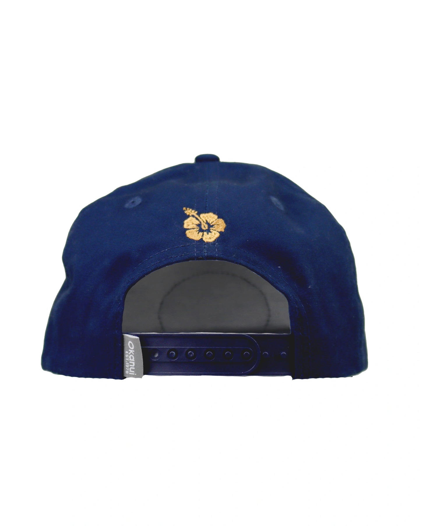 Back View of the Navy Okanui Billboard adult snapback trucker cap