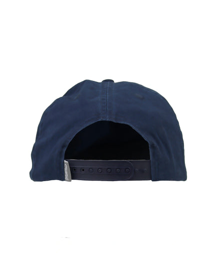 Back view of the Washed Navy Okanui Deck Kids snapback trucker cap