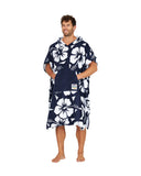 Towel - Adult Hooded Towel - Classic Hooded - Hibiscus Navy