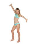 Girls - Swim Bikini Set - Crop Bikini Set - Hibiscus Aqua Yellow