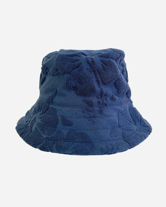 Okanui Weekender Terry Bucket Hat in Hibiscus Navy