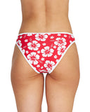 A regular swim pant in hibiscus red showing the back details.
