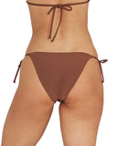 A brown, reversible tie-side bikini pant showing the back details.