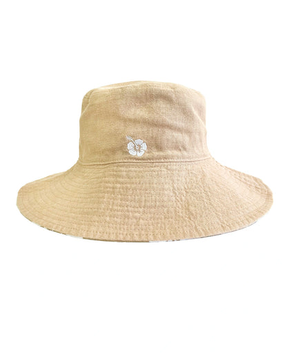 Classic Okanui reversible bucket hat in stone color