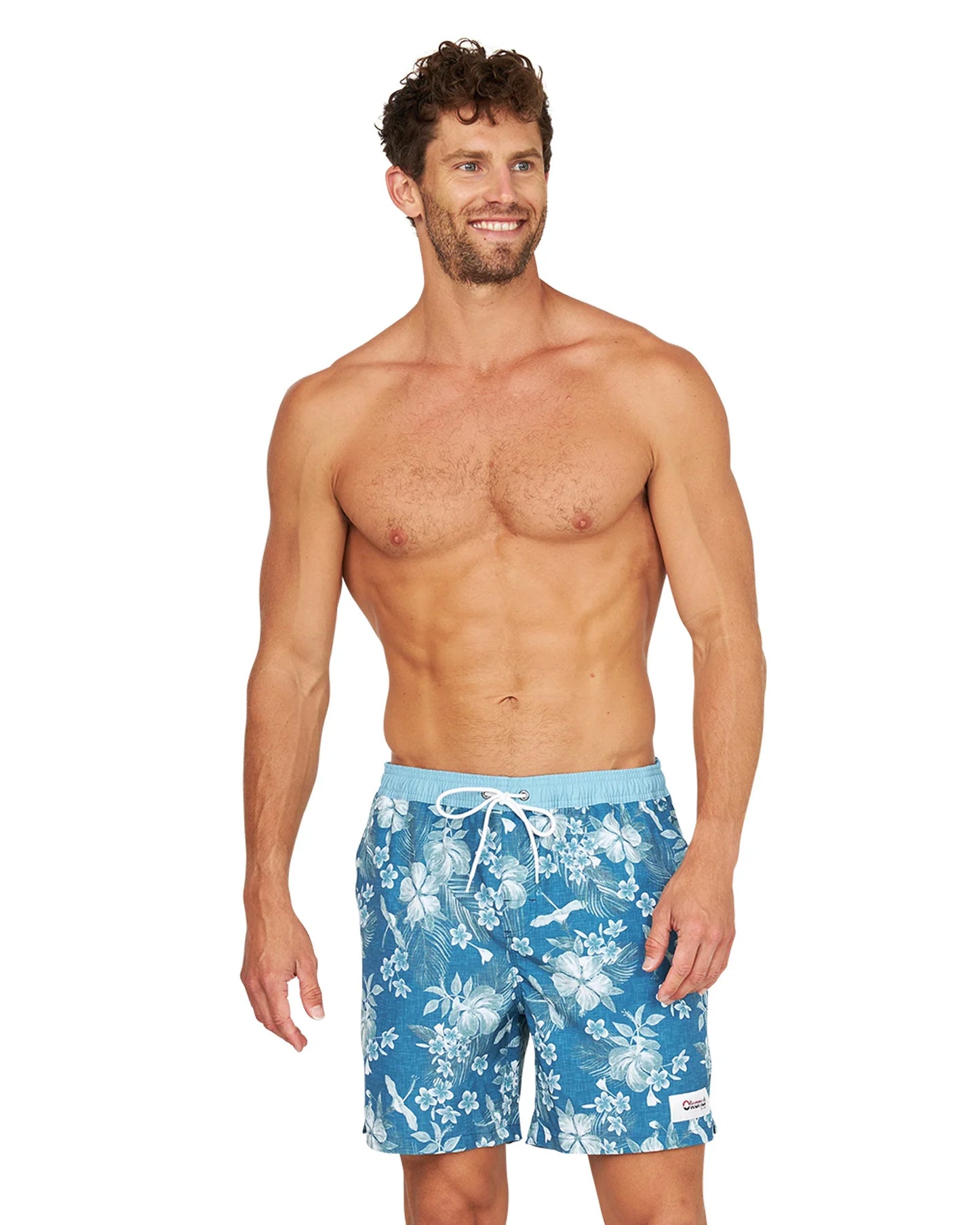 Mens - Stretch Swim Short - Tropic Shores - Teal