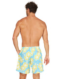Mens - Stretch Swim Short - Way Back When - Aqua Yellow