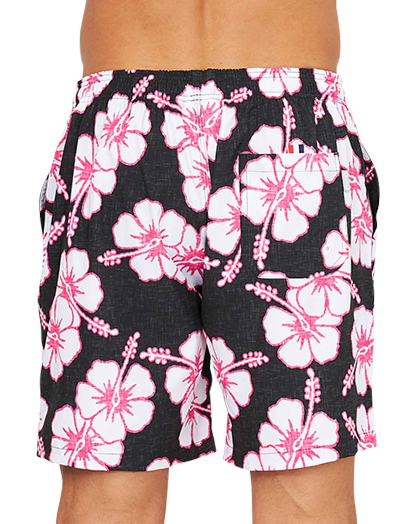 Mens - Stretch Swim Short - Way Back When - Black Pink