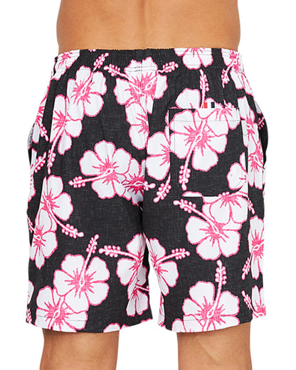Mens - Stretch Swim Short - Way Back When - Black Pink