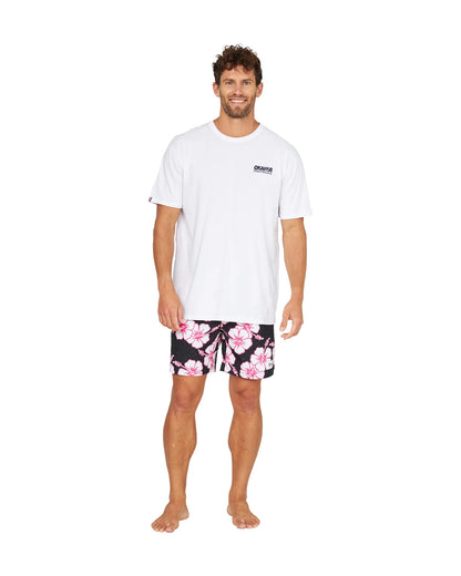 Mens - Stretch Swim Short - Way Back When - Black Pink