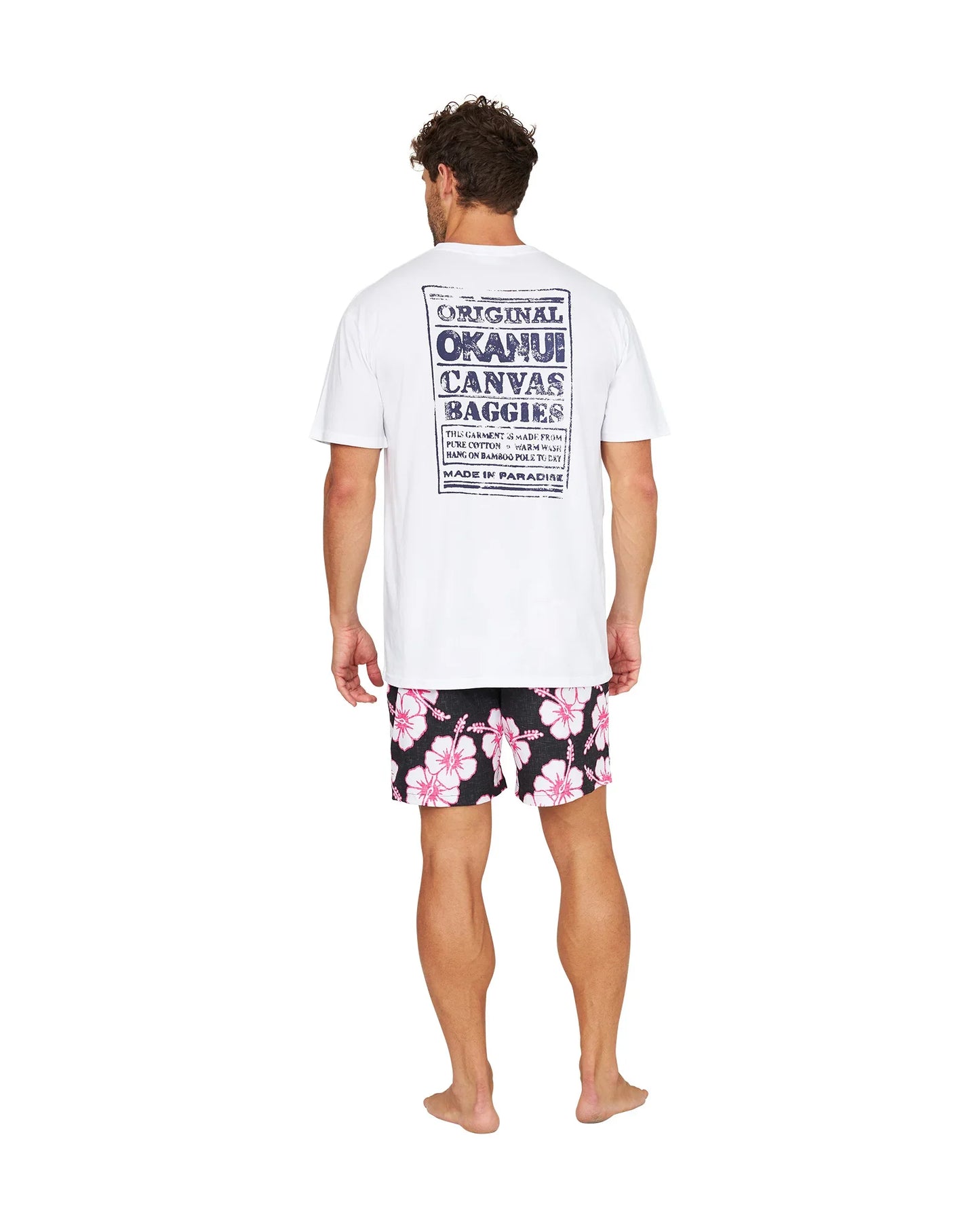 Mens - Stretch Swim Short - Way Back When - Black Pink