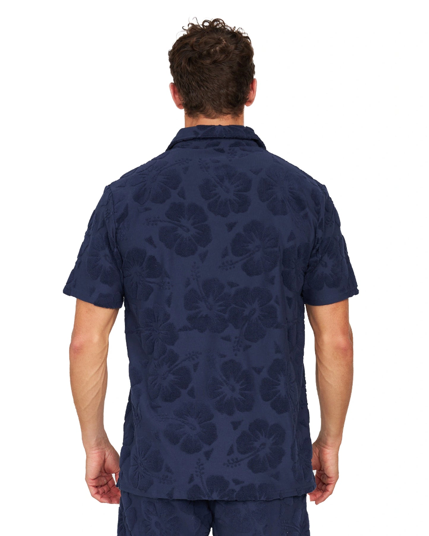 Mens - Terry Jacquard Shirt - Starboard - Hibiscus Navy