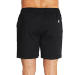 The back view of the Okanui Walk Shorts in black color.