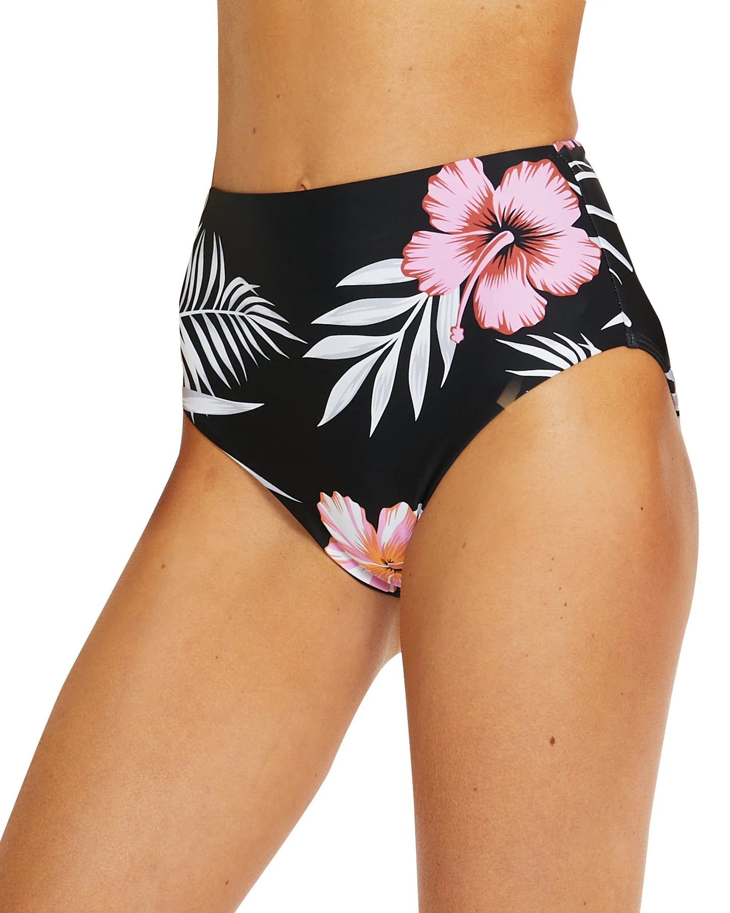 Womens - Swim Bottom - High Waist Bikini - Evergreen - Tropical Nights