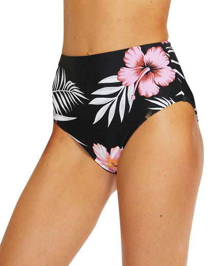 Womens - Swim Bottom - High Waist Bikini - Evergreen - Tropical Nights