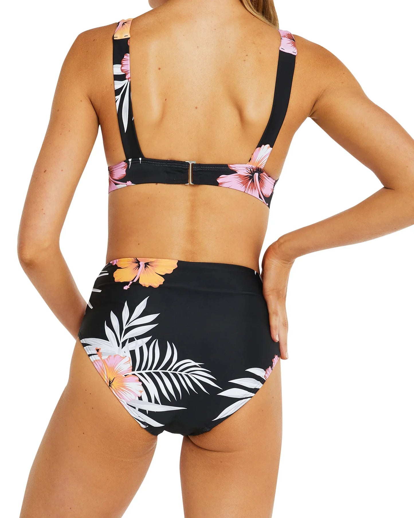 Womens - Swim Bottom - High Waist Bikini - Evergreen - Tropical Nights